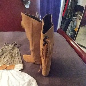 Naughty Monkey under the knee Leather suede boots